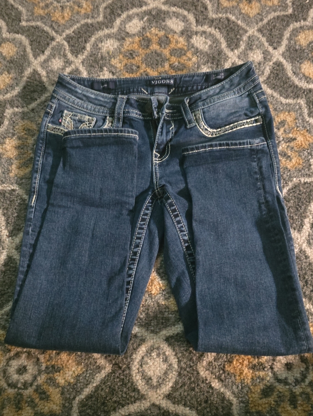 Vigoss Women's Indigo Hertiage Fit Jeans with Contrast Stitching
